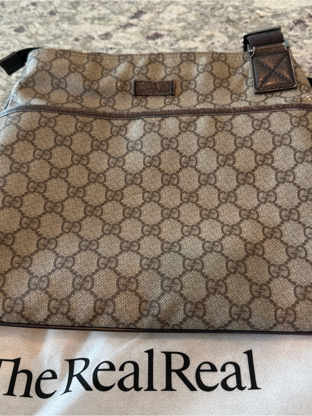 Gucci Beige/Brown Monogram Messenger Bag